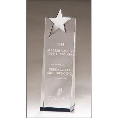 Silver Star Crystal Award, 9" H