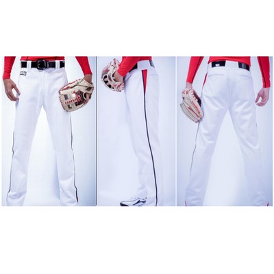 Premium Full Length Solid Color Baseball Pants w/ Piping and Contrast Pockets - South Korea Silk - M