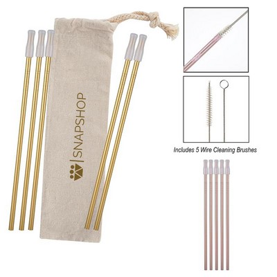 5- Pack Park Avenue Stainless Straw Kit with Cotton Pouch