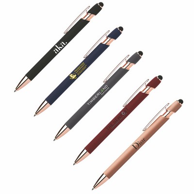 Rubberized Click Action Stylus Pen