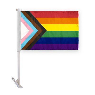 10.5" x 15" wPoly Progressive Pride Premium Car Flag