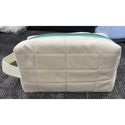 Plush Argyle Quilted Cosmetic Bag