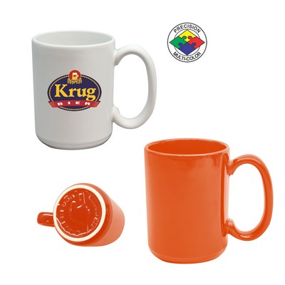 15 Oz. Vitrified Orange El Grande Mug (Screen Printed)