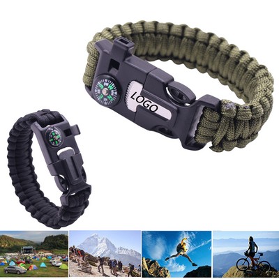 Paracord Survival Bracelet Whistle Compass