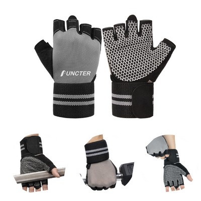 Sports Wrister Half Finger Gloves Pull Ups Gloves for Exercise with Wrist Wraps Fitness Accessory