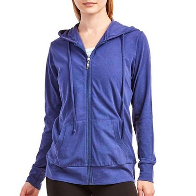 Women's Jersey Zip-Up Hoodie Jackets - Medium, Denim Blue (Case of 24)