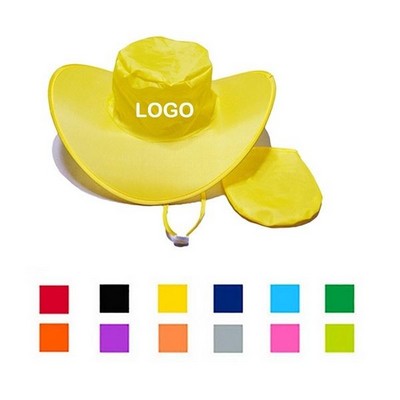 Foldable Polyester Beach Hat w/Carry Pouch