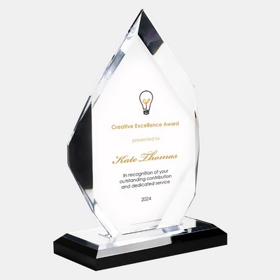 Color Imprinted Acrylic Classic Diamond Award with Black Base (S)