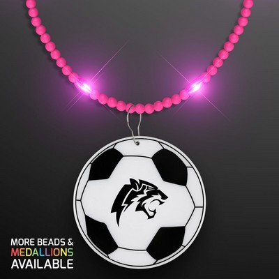 Still-Light Pink Beads with Soccer Ball Medallion - Domestic Print