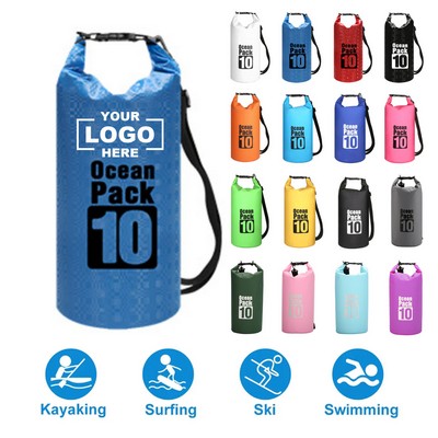 Custom 10 Liters Waterproof Dry Bag with Shoulder Strap