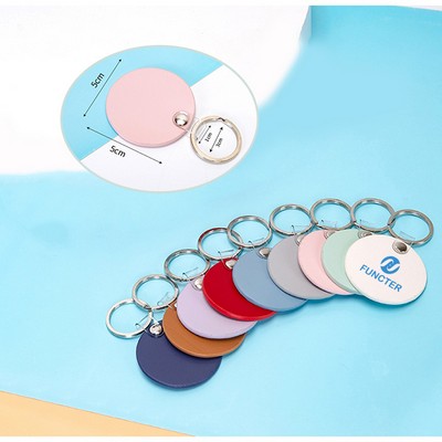 Round PU Leather Keychain for Car Home Key Ring Strap Holder Lanyard Universal Key Fob Keychain