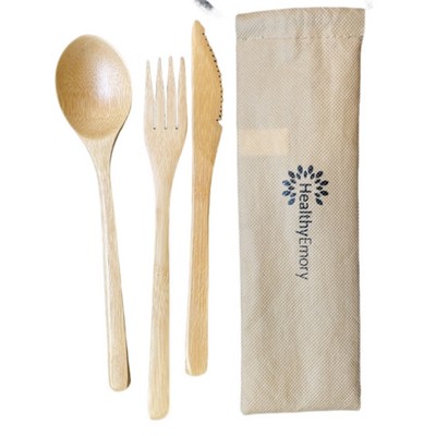 Wooden Tableware Set With Non Woven Bag