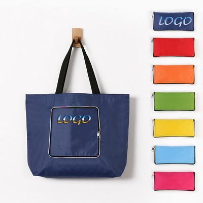 Reusable Foldable Zipper Tote Bag