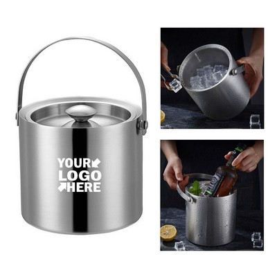 Stainless Steel Double Wall Insulated Ice Bucket With Lid