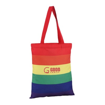 Rainbow Stripe Canvas Tote Bag