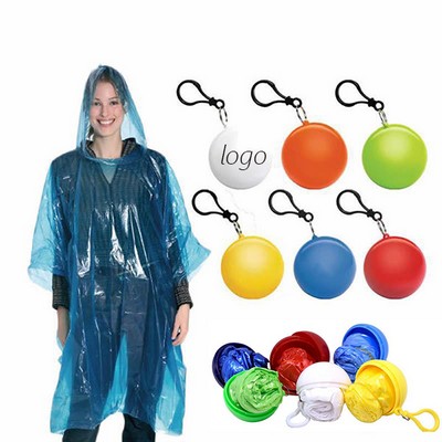 Disposable Rain Poncho In Keychain Ball