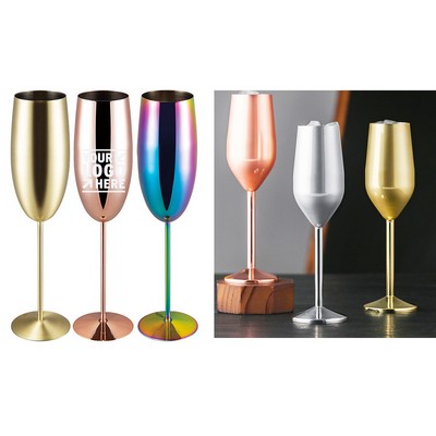 8 Ounce Champagne Flutes Copper Plated Wine Goblets