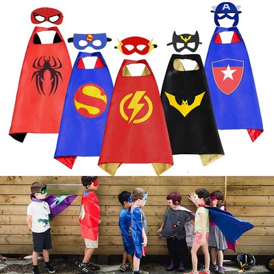 5 Pack Superhero Capes and Wristbands Set for Kids