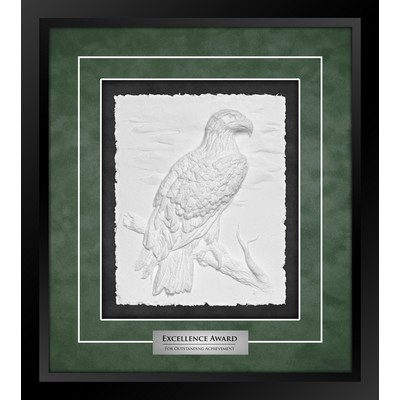 Eagle (Black/Green) - Cast Paper Sculptured Art - Shadowbox Award 15.25"x17"