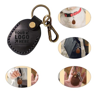 Leather Airtag Holder Keychain