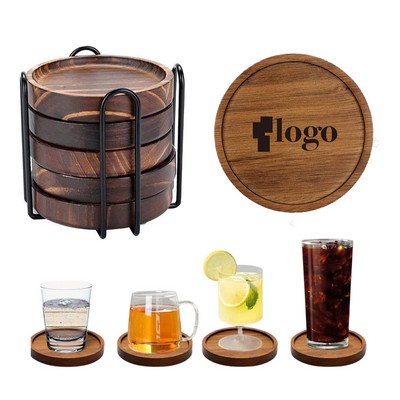 5-Piece Wooden Coaster Set For Drinks