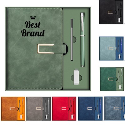 A5 Business Notebook Gift Set with Pen and USB Flash Drive