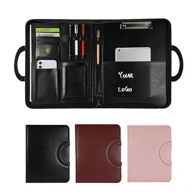 Zippered Leather Portfolio Folder