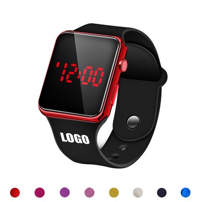 Elegant Sports Watch with Red Digital Square Dial Adjustable Band Detachable Design