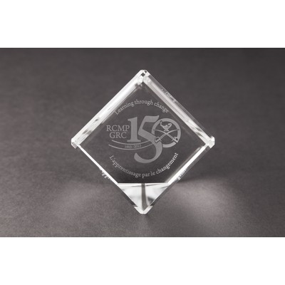 Cut Corner Beveled Crystal Cube Award (2 x 2 x 2")