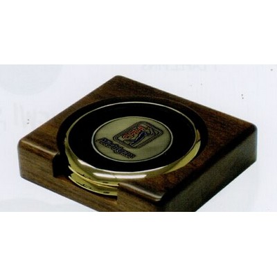 Solid Walnut Holder w/ 2 Coasters & Gift Box