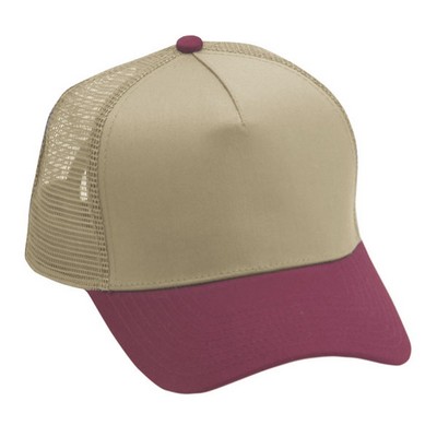 Low Crown Cotton Twill 5 Panel Cap W/ Mesh Back