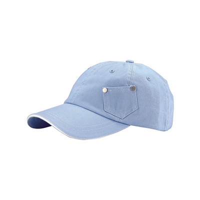 Casual Style Cotton Twill Washed Soft Structured Cap w/ Pocket