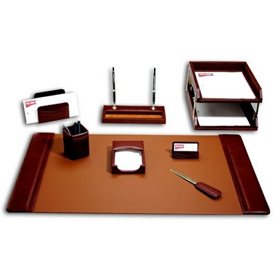 Classic Top Grain Leather Mocha Brown Desk Set (10 Piece)