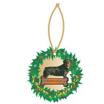 Rottweiler Dog Executive Wreath Ornament w/ Mirrored Back (4 Square Inch)