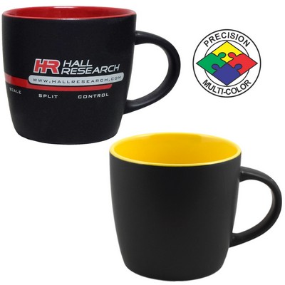 12 Oz. Black/Yellow Euro Cafe Mug - Dishwasher Resistant - Precision Spot Color