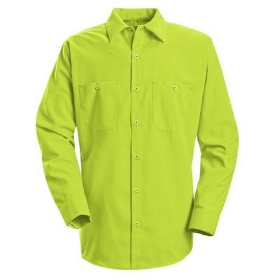 Red Kap® Fluorescent Yellow Enhanced Visibility Long Sleeve Work Shirt