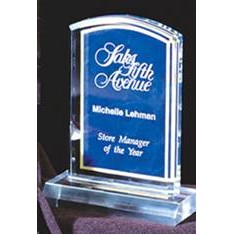 Marbleized Blue Acrylic Rectangle Award w/ Curved Top - 4"x6"