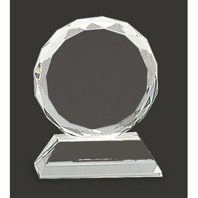 Petite Circle Facet Crystal Award - 3'' H