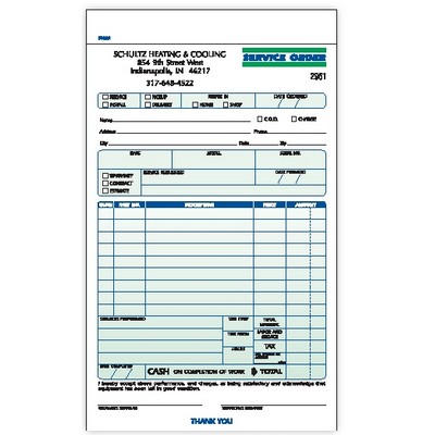 Ruled 3 Part Service Order Forms - 5½"x 8½"