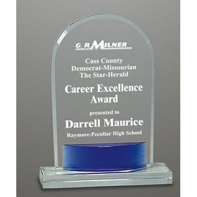 7¾" Premium Crystal Arch Award w/Blue Accent