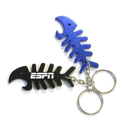 Fish Aluminum Bottle Opener/Tab Remover w/Keychain