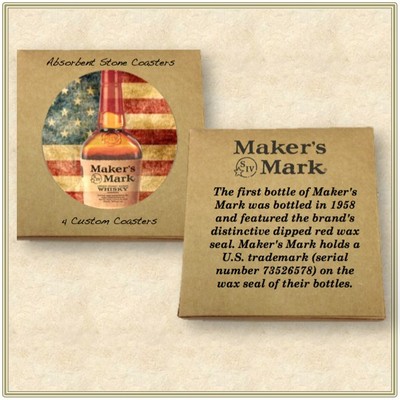 4 Round Custom Printed Coaster Box Set with Custom Print on Back of Box