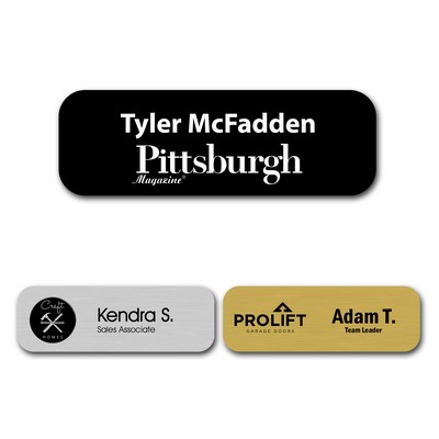 Engraved Plastic Name Badge with Personalization 1" x 3"