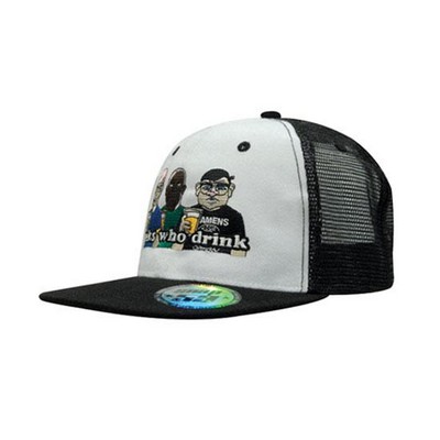 Premium American Twill Flat Bill Snapback with Trucker Mesh Back Cap (Embroidered)