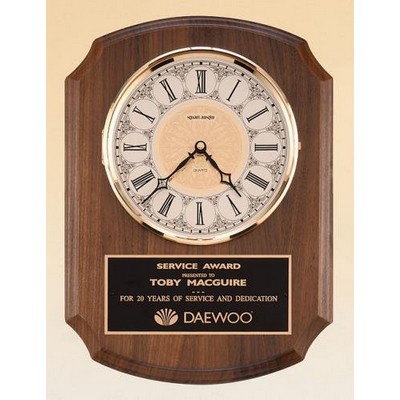 American Walnut Vertical Wall Clock 10 1/2 x 13"