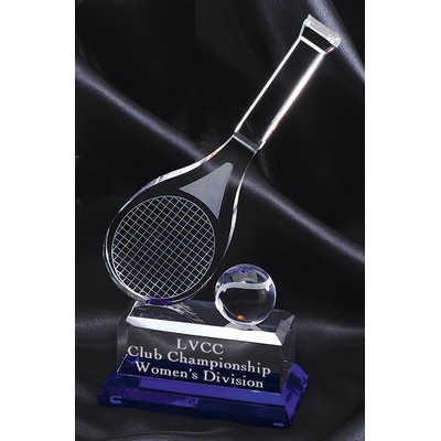 Grand Slam! Crystal Tennis Racquet & Tennis Ball Trophy- 10'' h