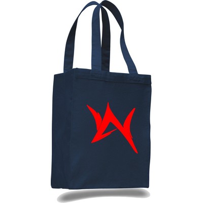 Navy Canvas Shopping Tote with Gusset--1-Color Imprint