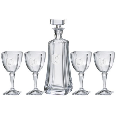 Arezzo Decanter (25 oz.) with Four Matching (9 oz.) Arezzo Wine Glasses (5 Piece Set)