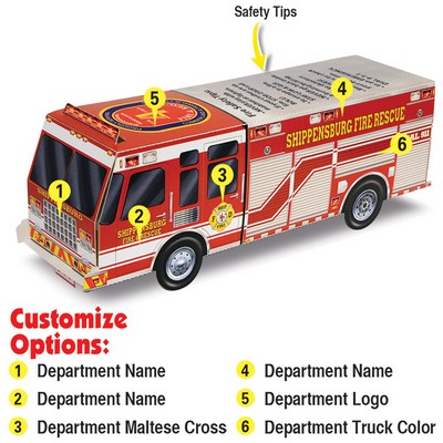 Custom Printed Paper-Stock Pop-Up Rescue Fire Truck