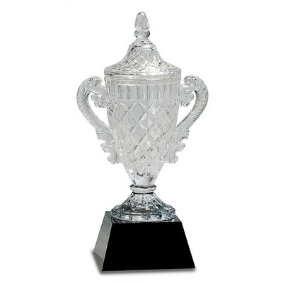 Crystal Lidded Cup Trophy, 12 3/4"H